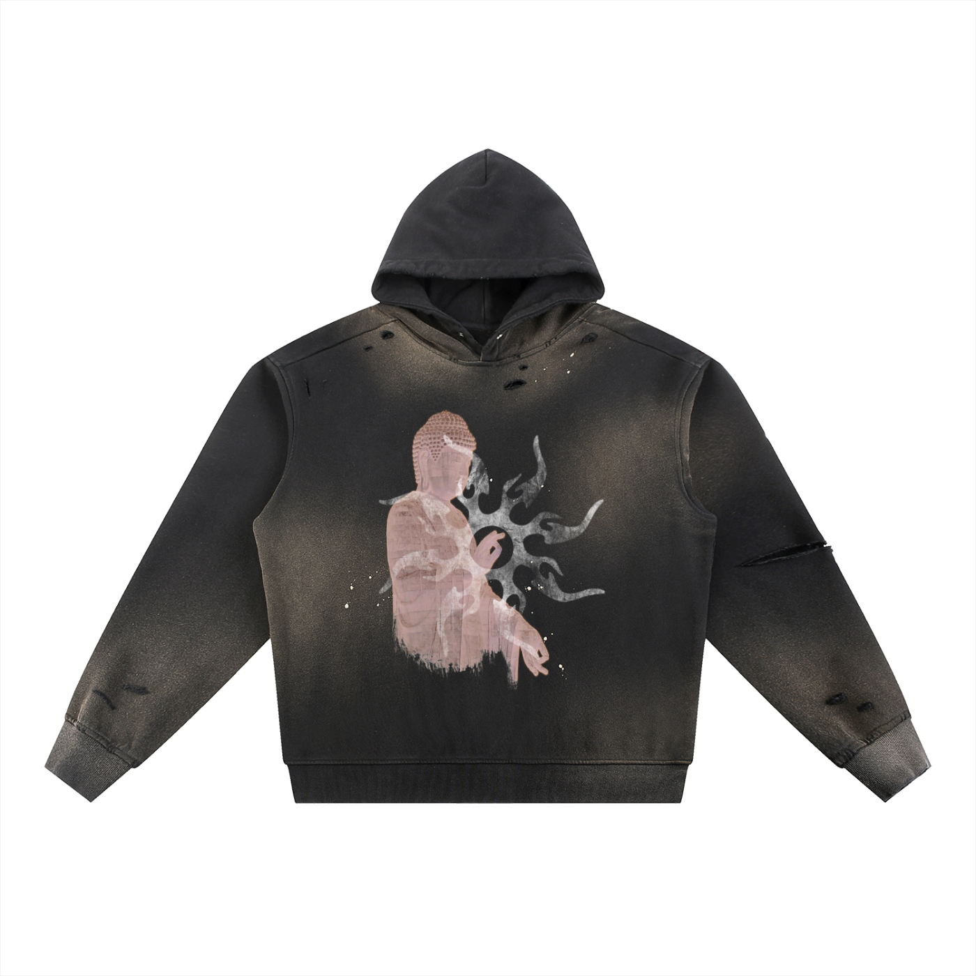 BUDDHA FRAYED HOODIE
